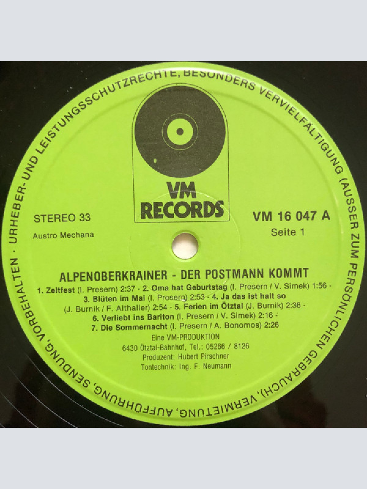 Vinyl / Alpenoberkrainer - Der Postmann Kommt