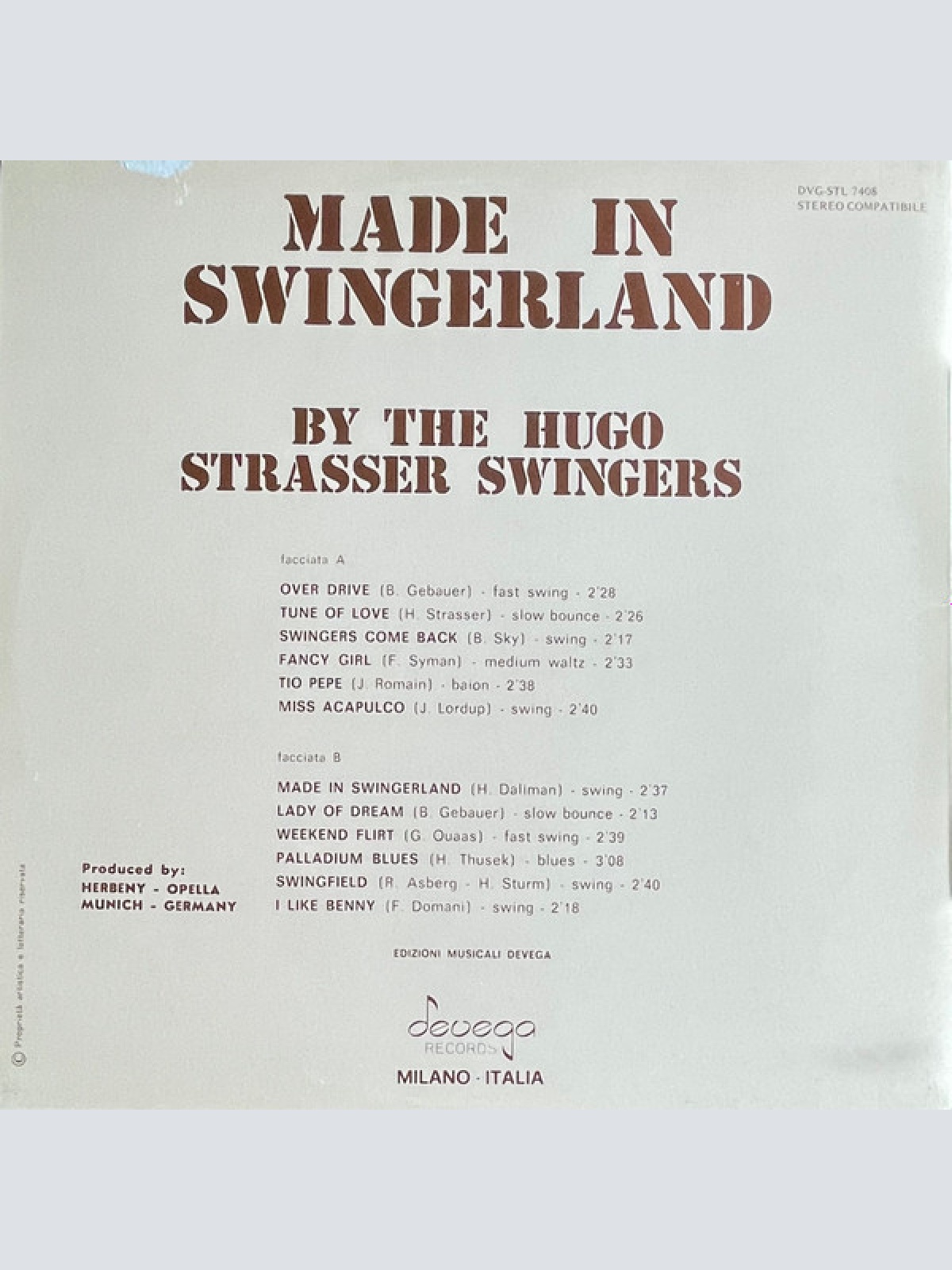 Vinyl / The Hugo Strasser Swingers - Made In Swingerland