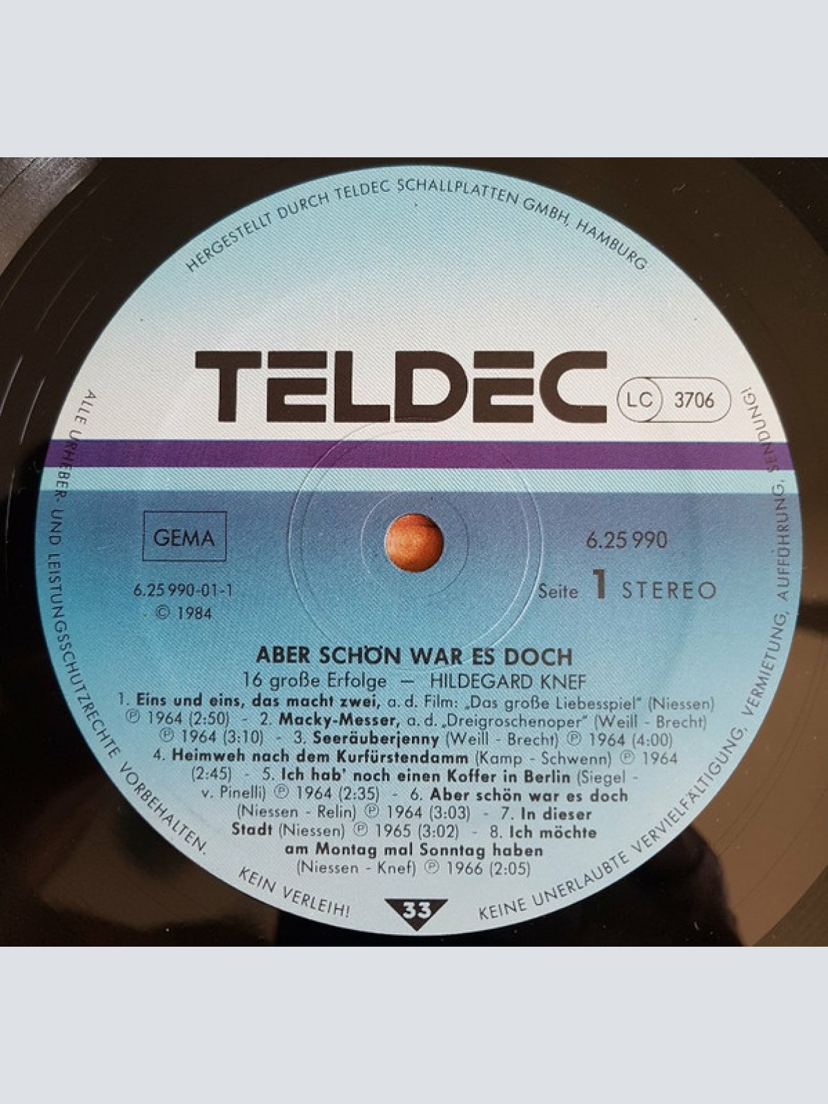 Vinyl / Hildegard Knef - Aber Schön War Es Doch - 16 Grosse Erfolge