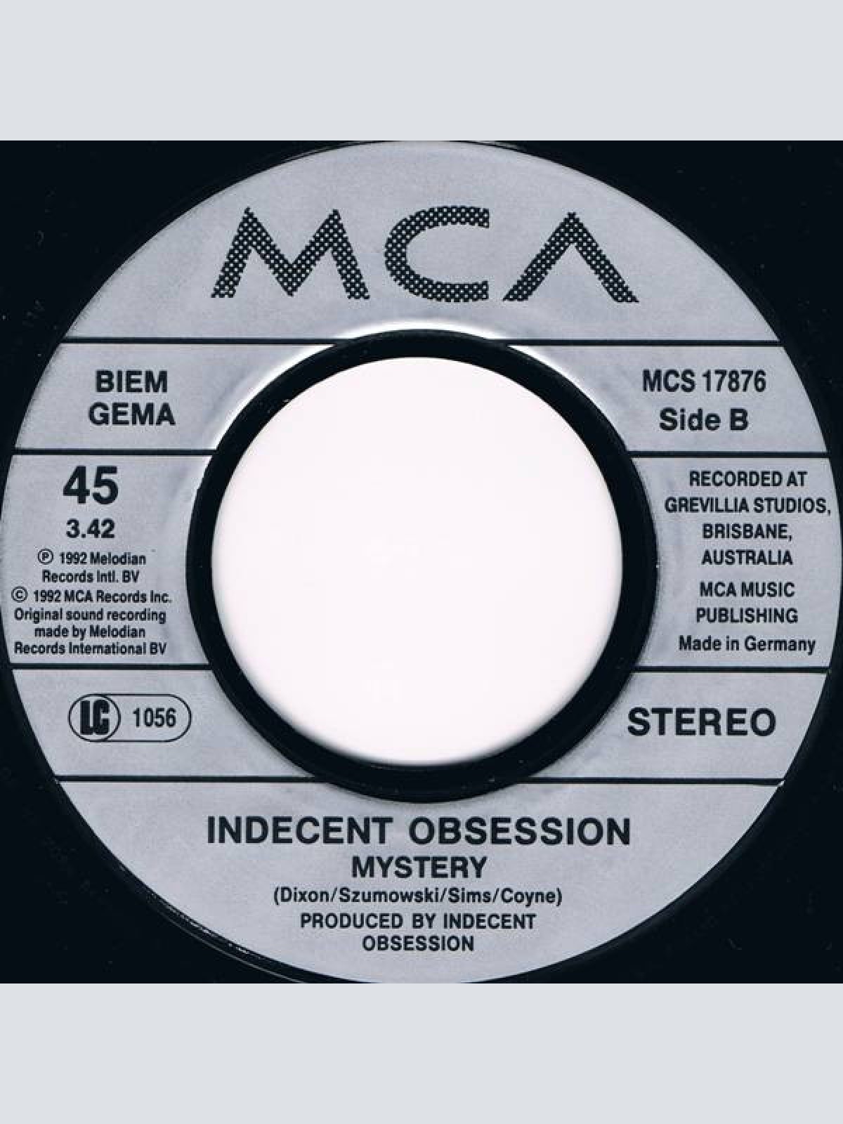 Vinyl / Indecent Obsession - Kiss Me