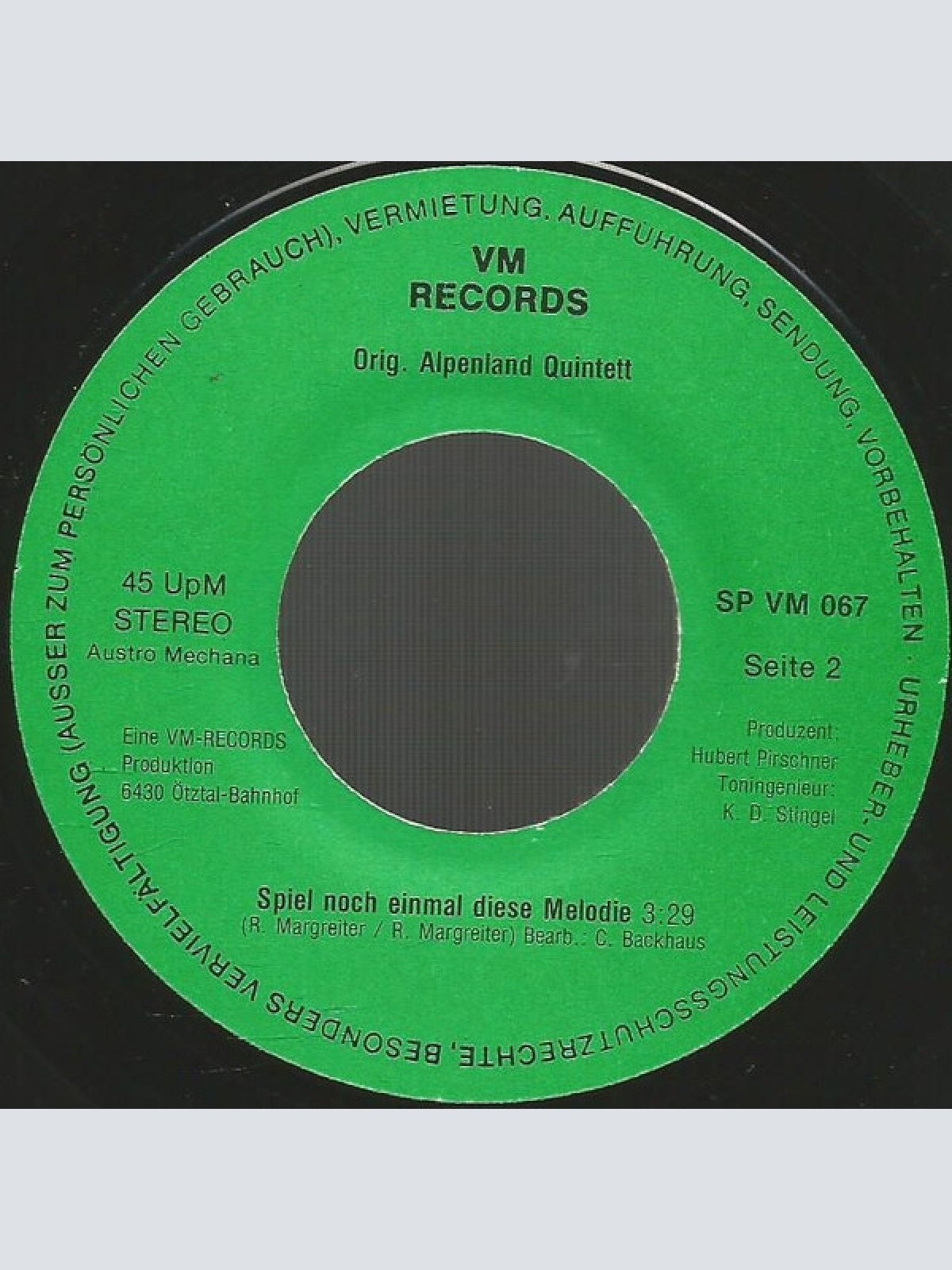 Vinyl / Orig. Alpenland Quintett - Tepperter Bua / Spiel Noch Einmal Diese Melodie