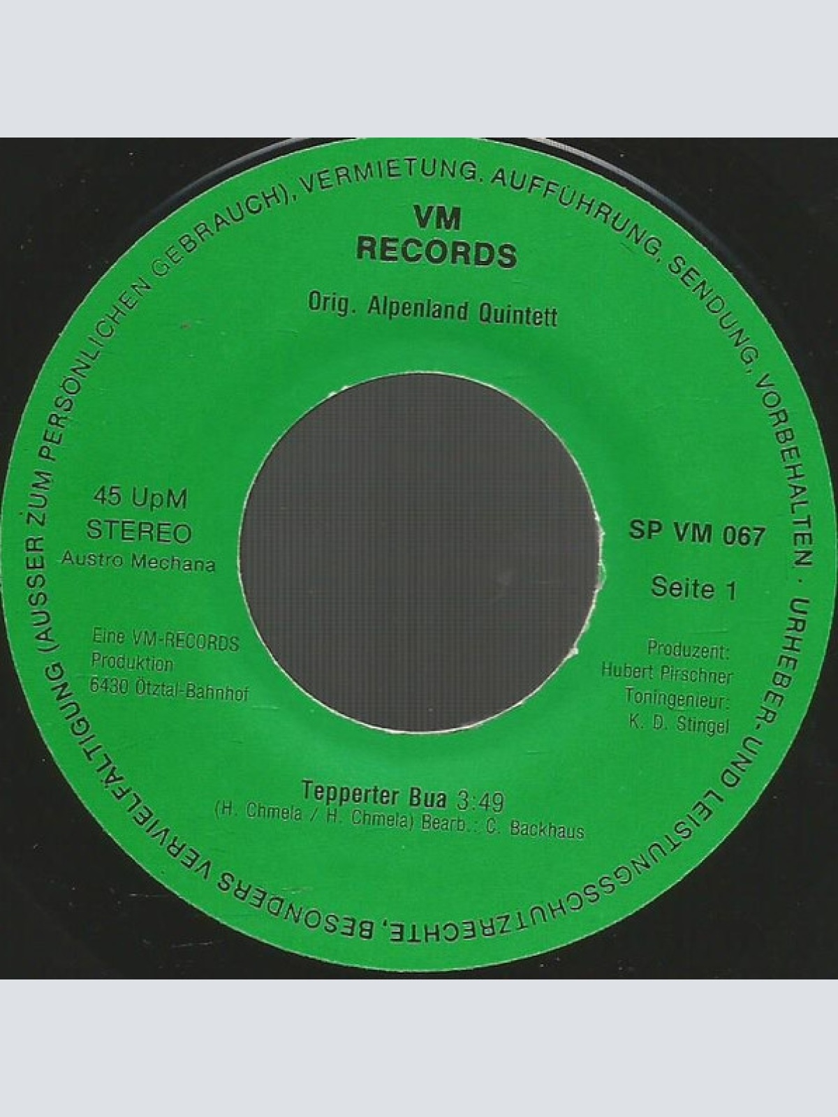 Vinyl / Orig. Alpenland Quintett - Tepperter Bua / Spiel Noch Einmal Diese Melodie