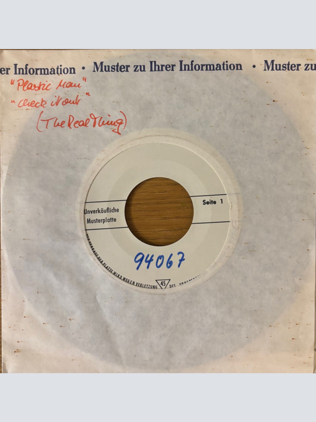 Vinyl / The Real Thing - Plastic Man / Check It Out