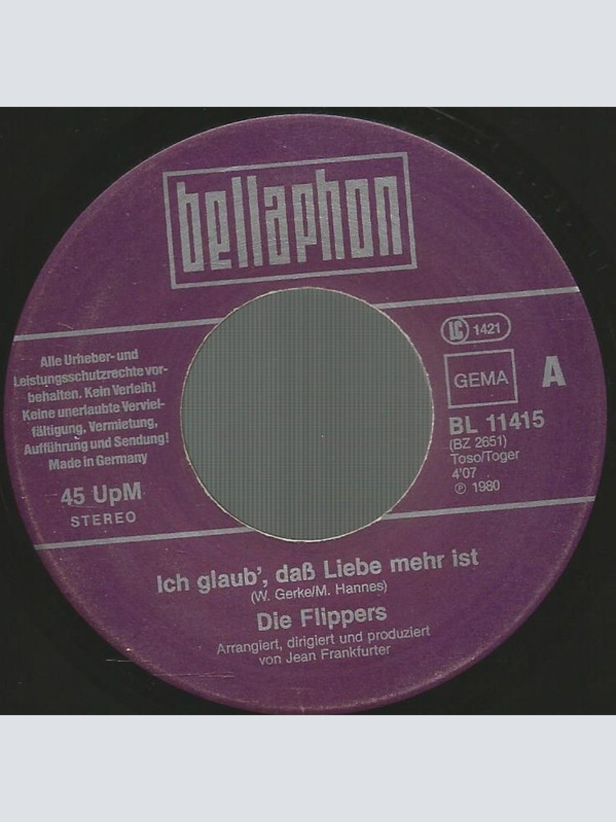 Vinyl / Die Flippers - Ich Glaub', Daß Liebe Mehr Ist