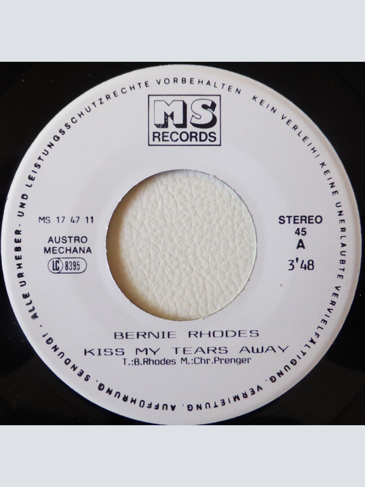 Vinyl / Bernie Rhodes - Kiss My Tears Away