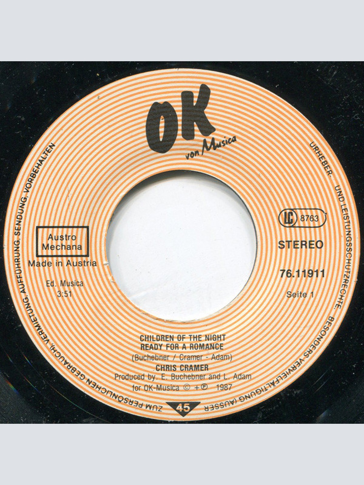 Vinyl / Chris Cramer - Children Of The Night Ready For Romance