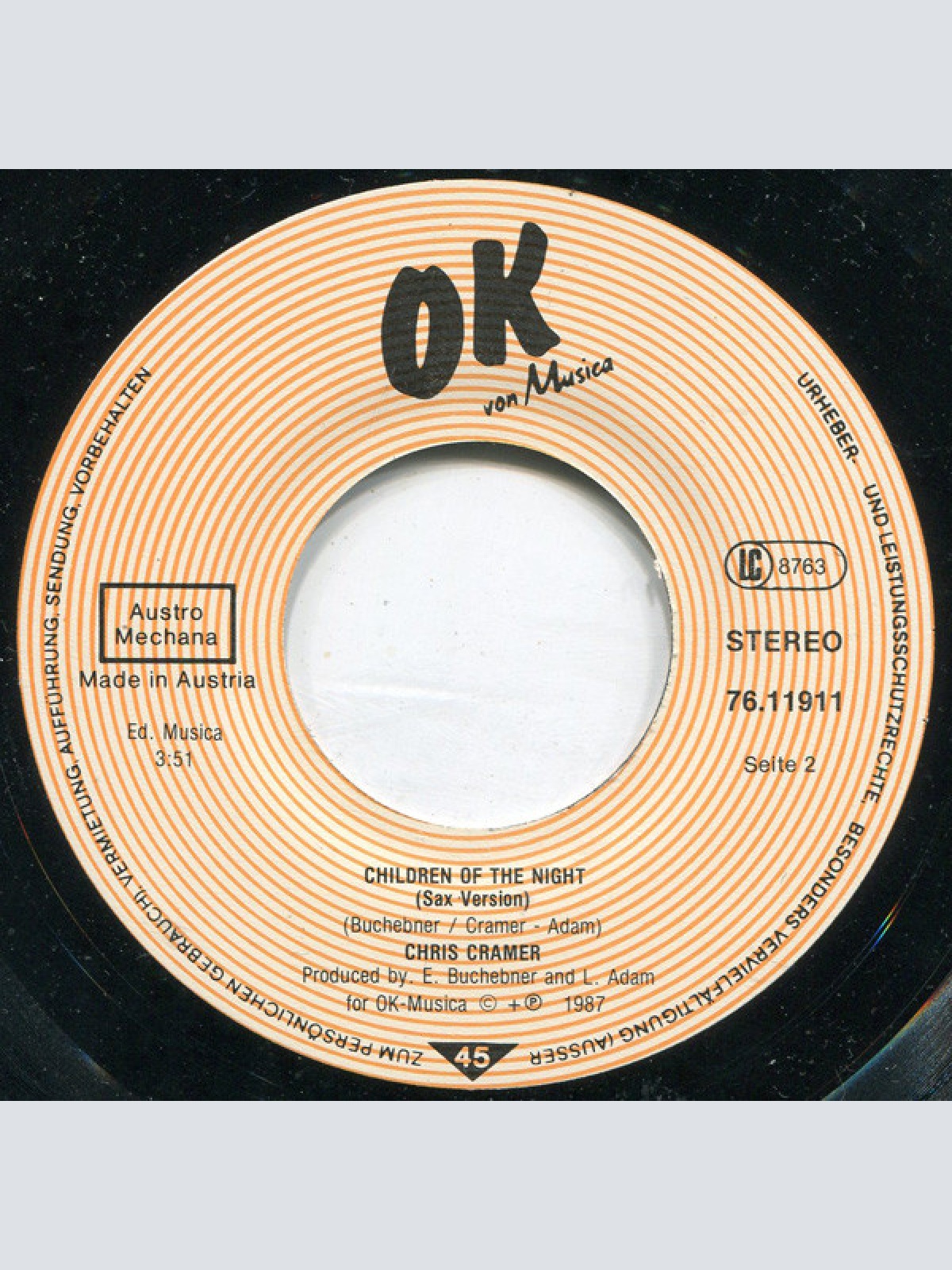 Vinyl / Chris Cramer - Children Of The Night Ready For Romance