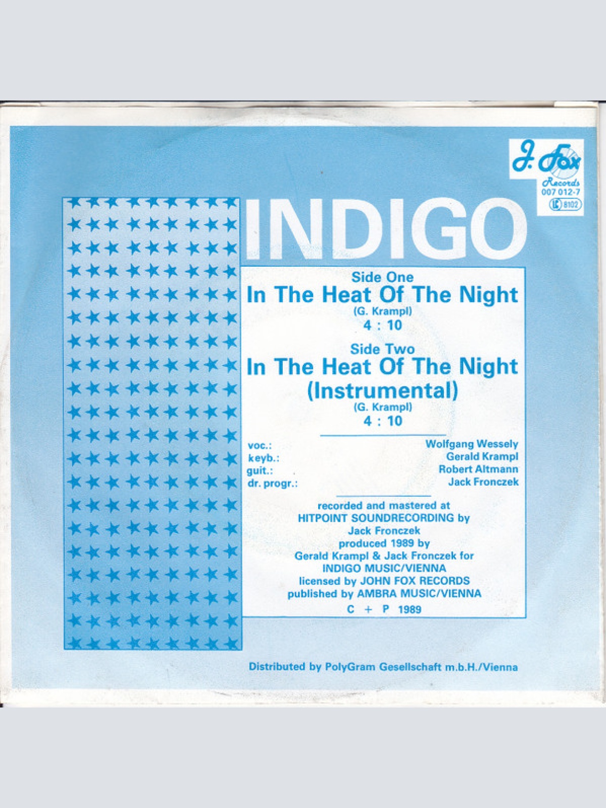 Vinyl / Indigo (27) - In The Heat Of The Night / In The Heat Of The Night (Instrumental)