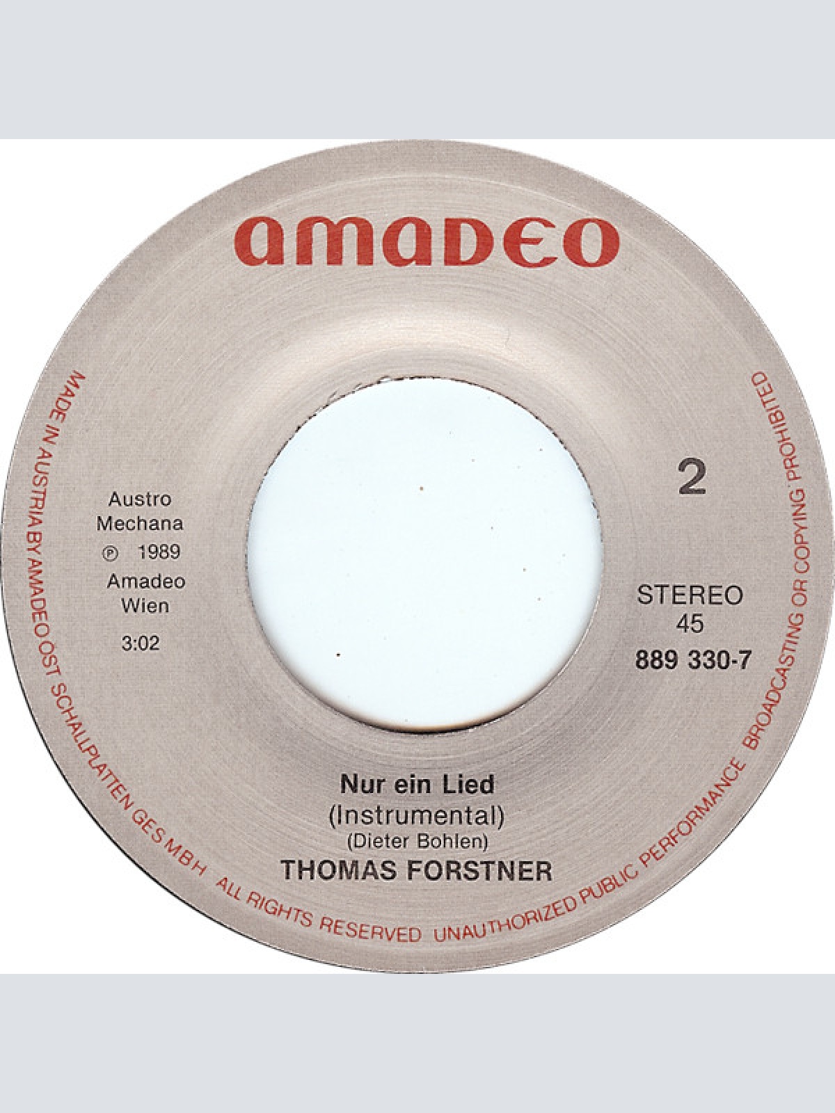 Vinyl / Thomas Forstner - Nur Ein Lied
