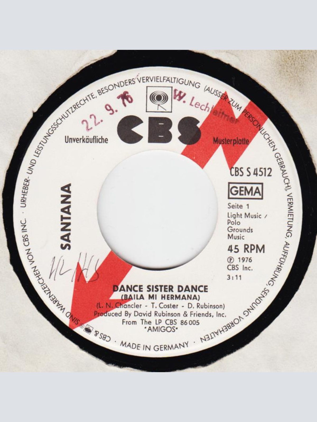 Vinyl / Santana - Dance Sister Dance (Baila Mi Hermana)