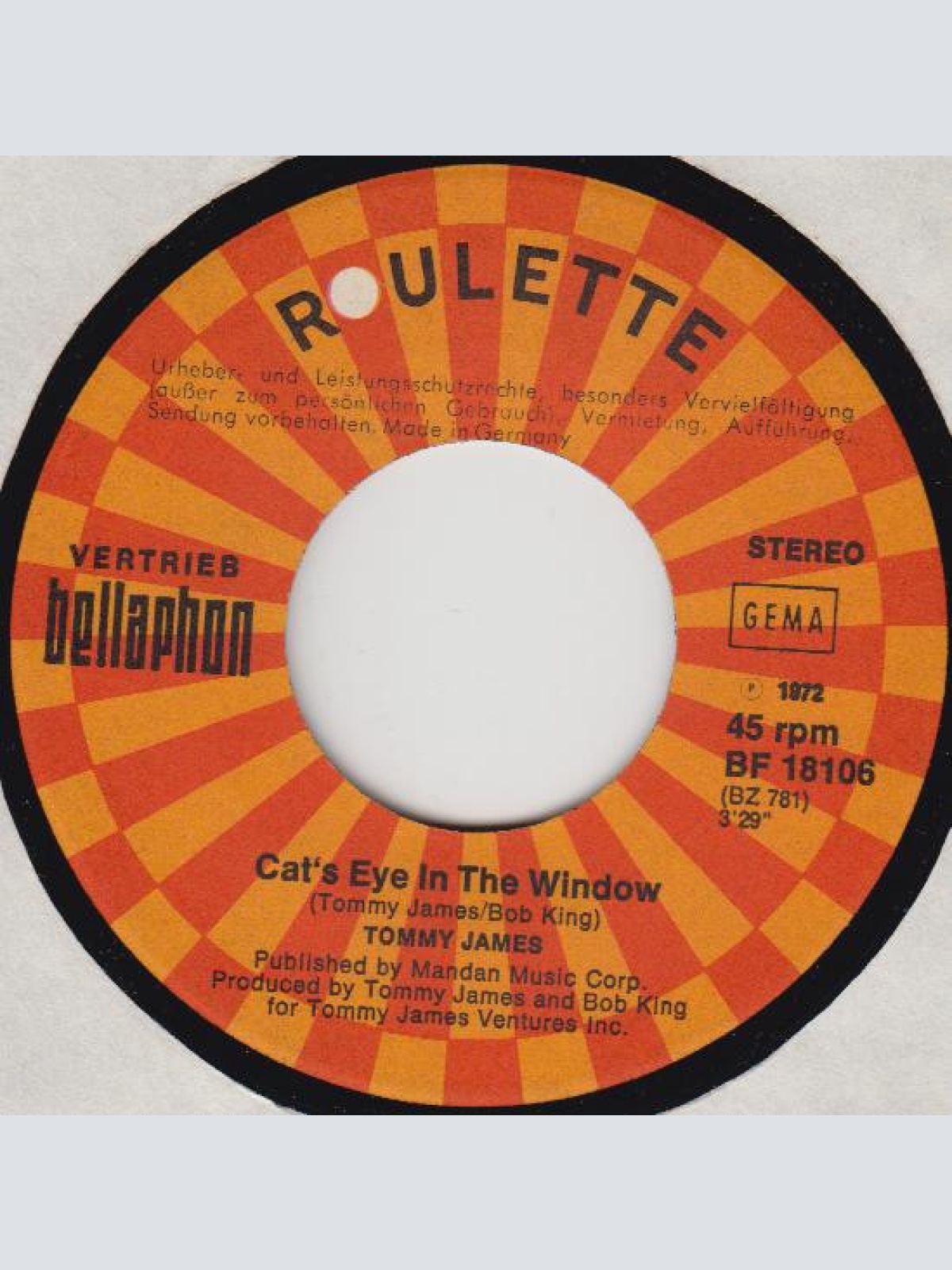 Vinyl / Tommy James - Cat's Eye In The Window