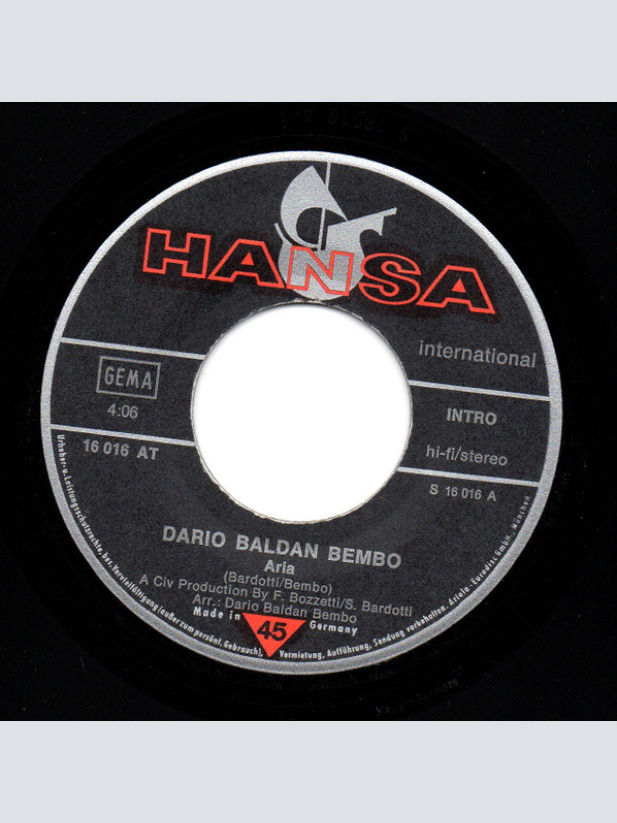 Vinyl / Dario Baldan Bembo - Aria