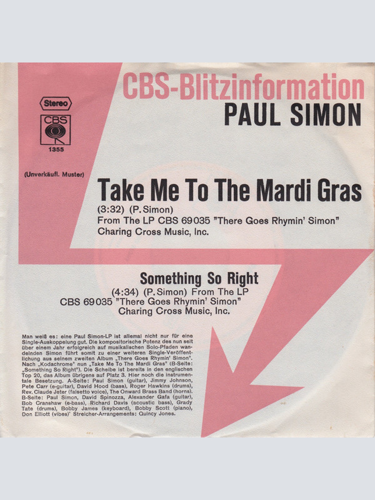 Vinyl / Paul Simon - Take Me To The Mardi Gras