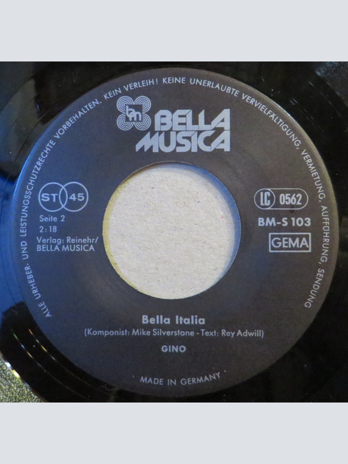 Vinyl / Gino Scandale - Bella Italia / Amore, Amore....