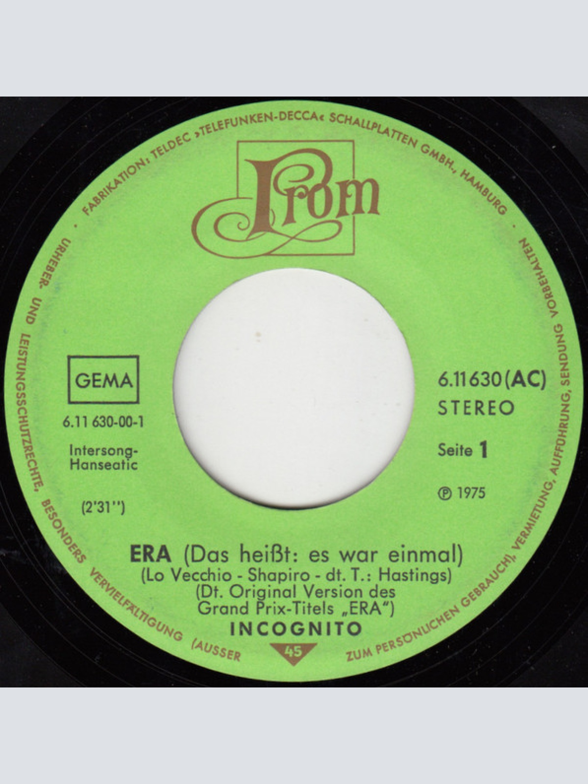 Vinyl / Incognito (20) - Era