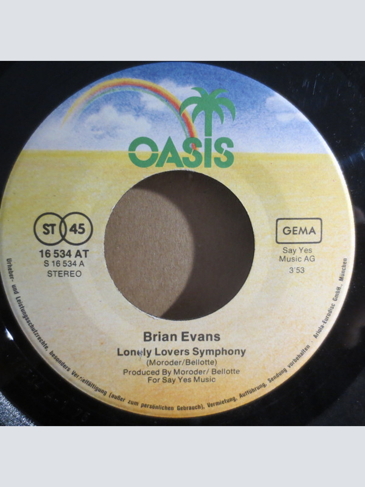 Vinyl / Brian Evans (7) - Lonely Lovers Symphony / Crippled Words