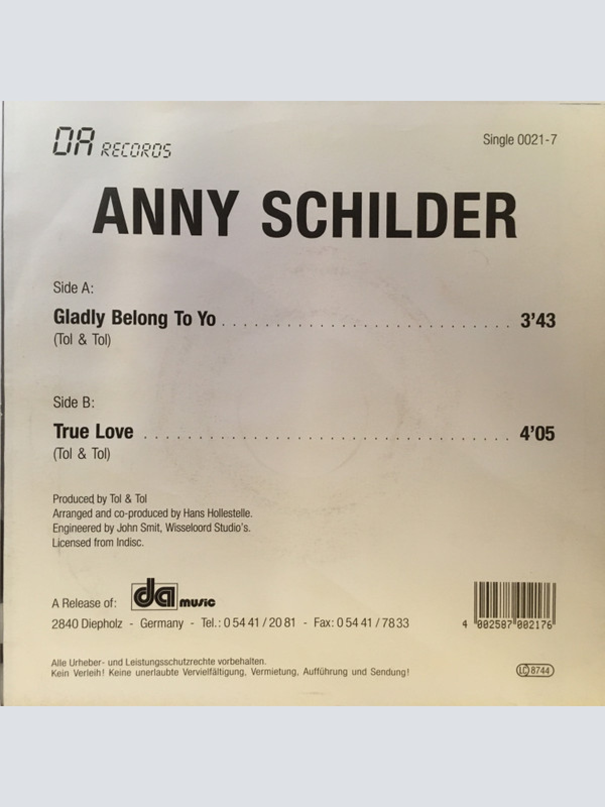 Vinyl / Anny Schilder - Gladly Belong To You