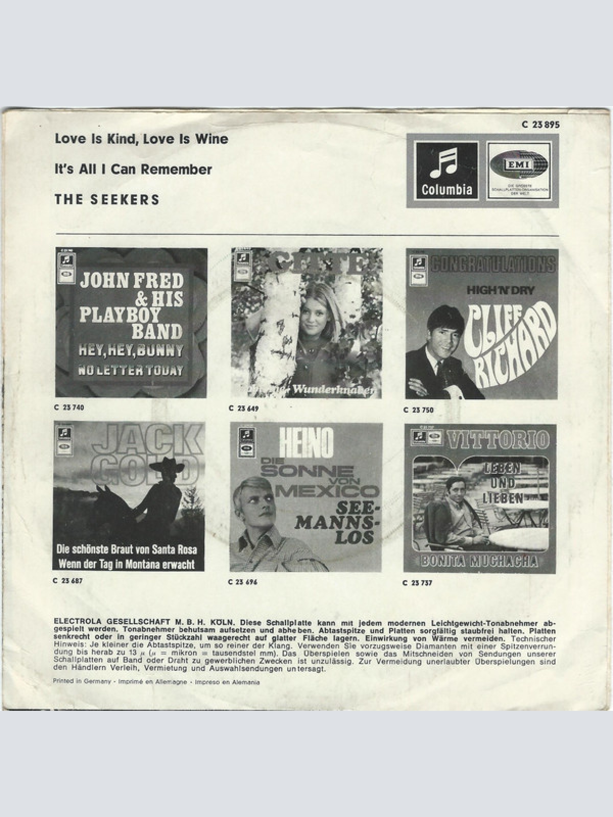 Vinyl / The Seekers - Love Is Kind, Love Is Wine