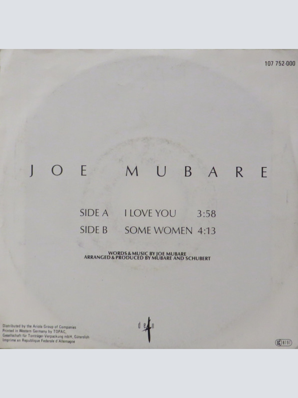 Vinyl / Joe Mubare - I Love You