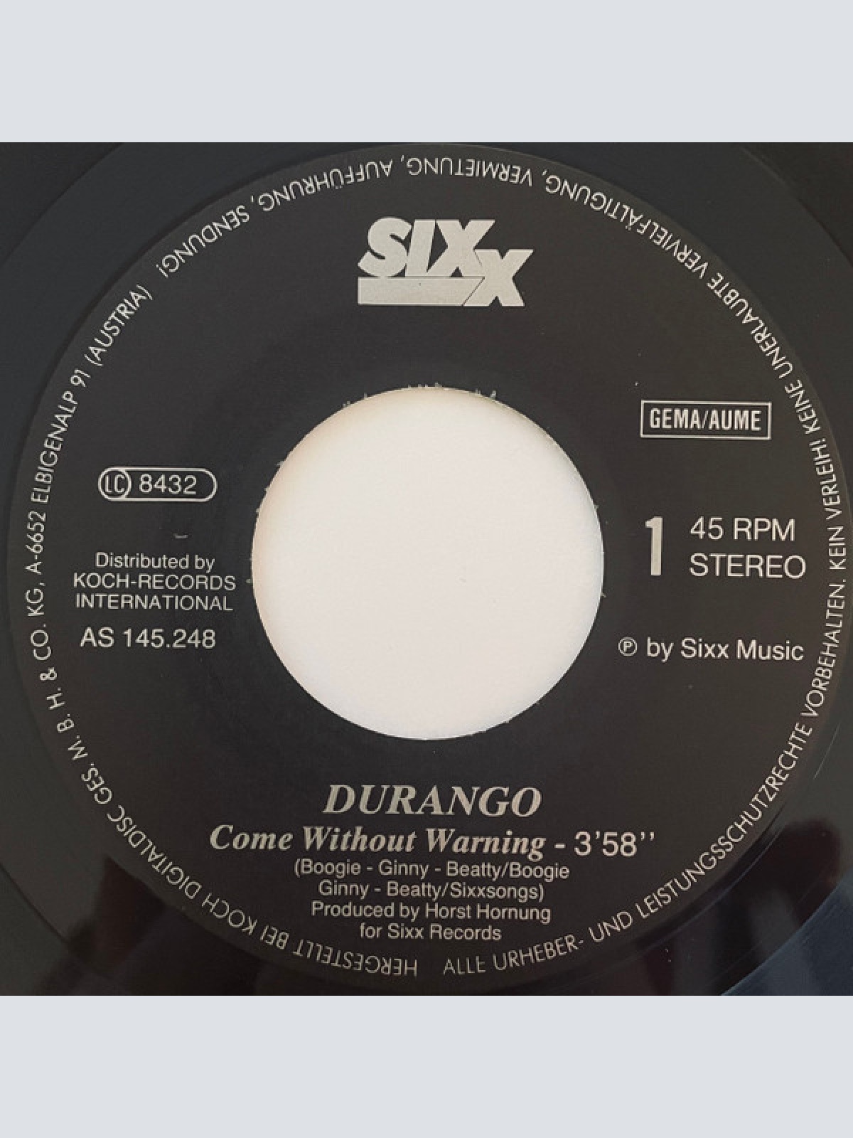 Vinyl / Durango (2) - Come Without Warning