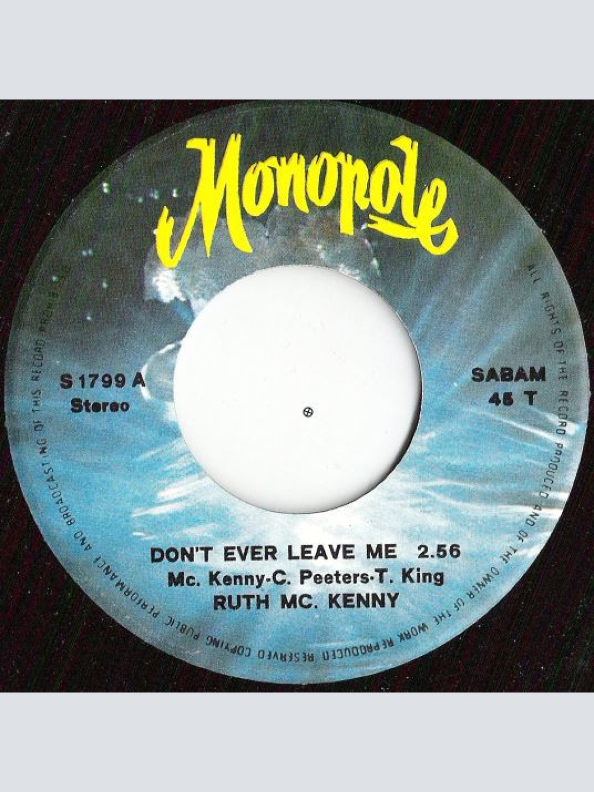 Vinyl / Ruth McKenny - Don't Ever Leave Me / Bubble Gum Company