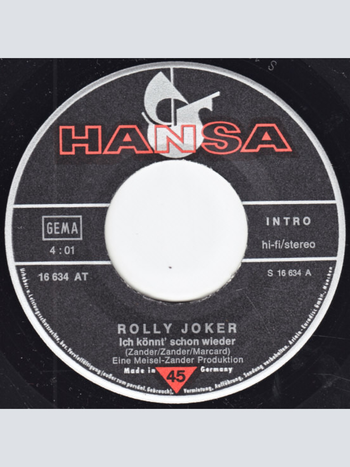 Vinyl / Rolly Joker - Ich Könnt' Schon Wieder / Das Hick-Hack-Stoßgerät