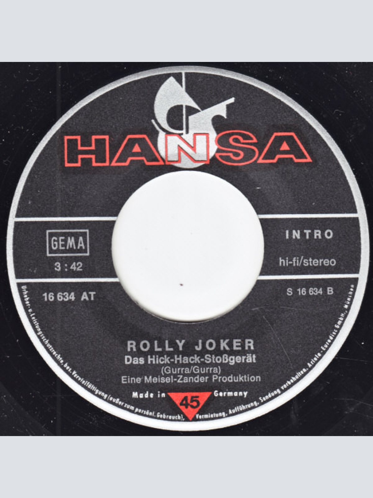 Vinyl / Rolly Joker - Ich Könnt' Schon Wieder / Das Hick-Hack-Stoßgerät