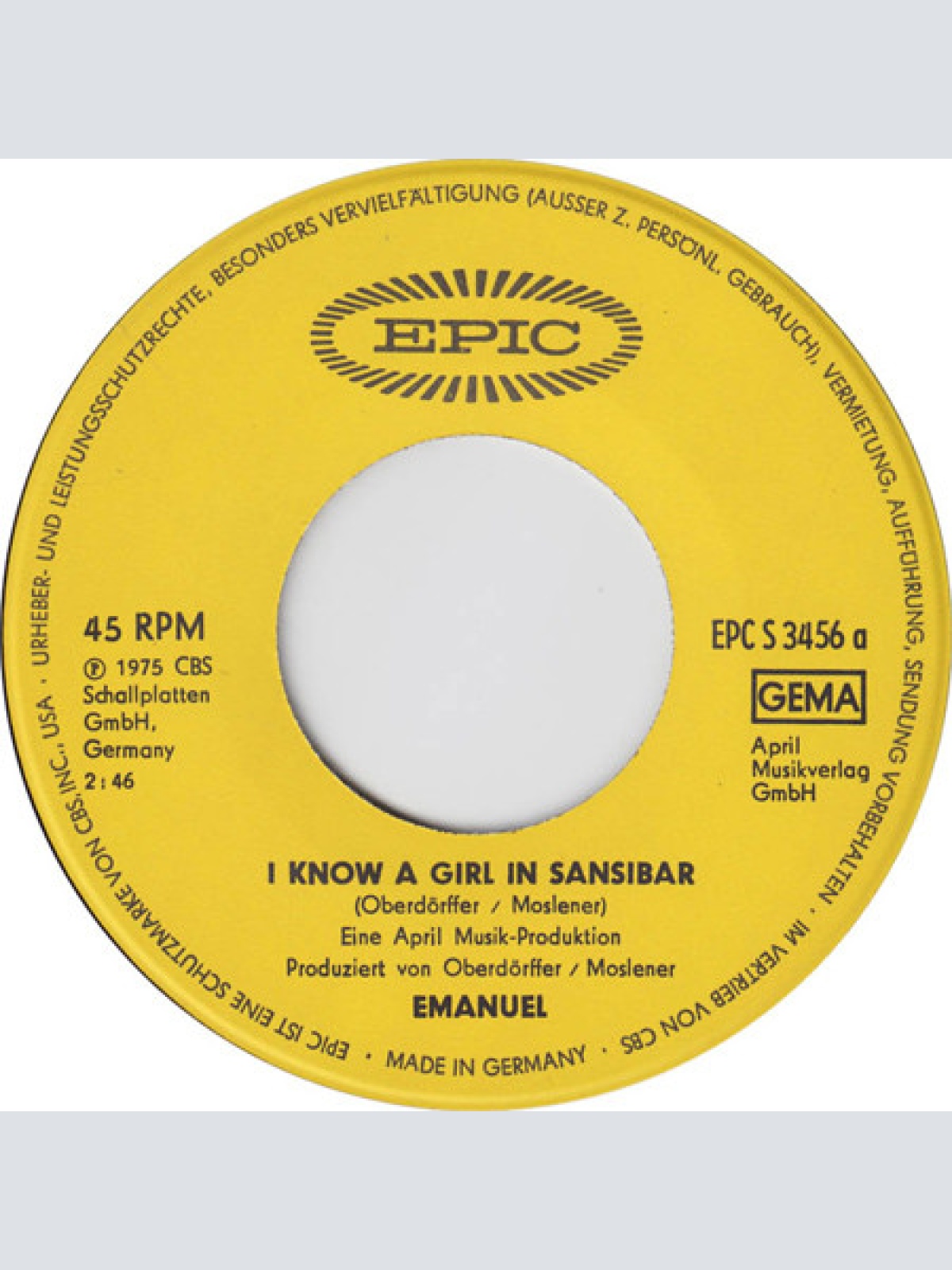 Vinyl / Emanuel (10) - I Know A Girl In Sansibar / Viva L'Amor