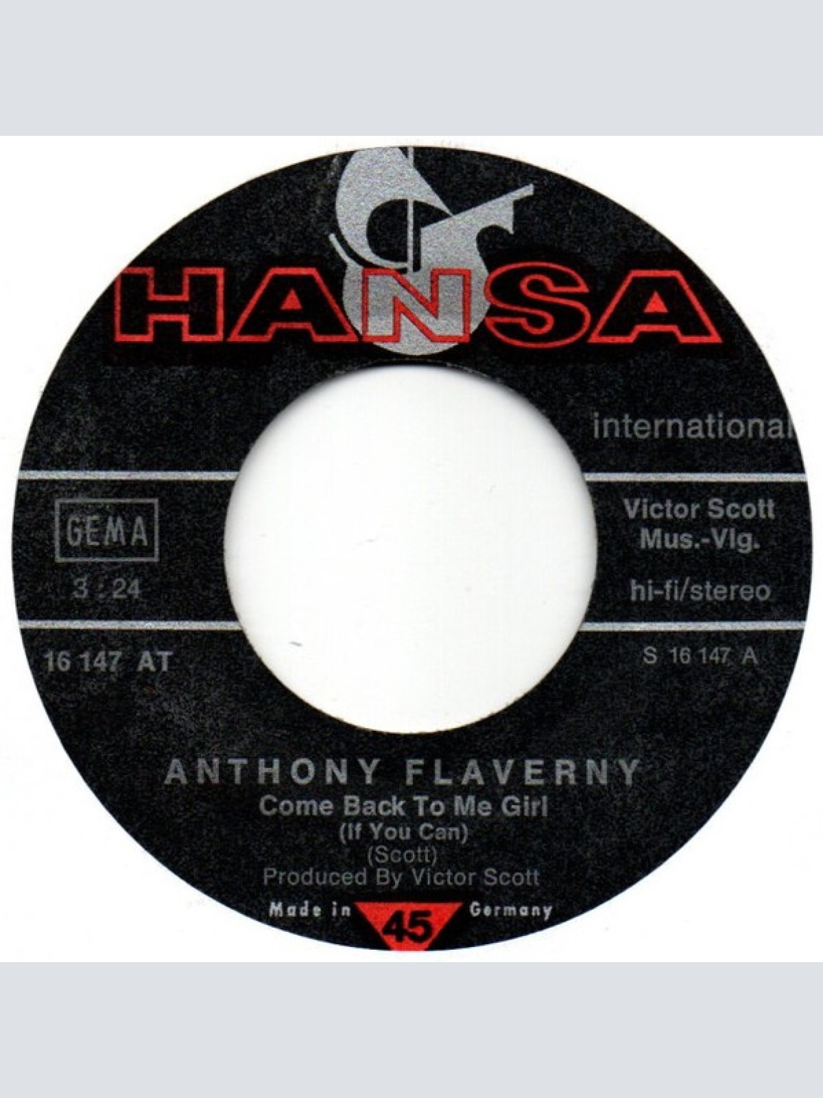 Vinyl / Anthony Flaverny* - Come Back To Me Girl (If You Can) / Coconut Woman