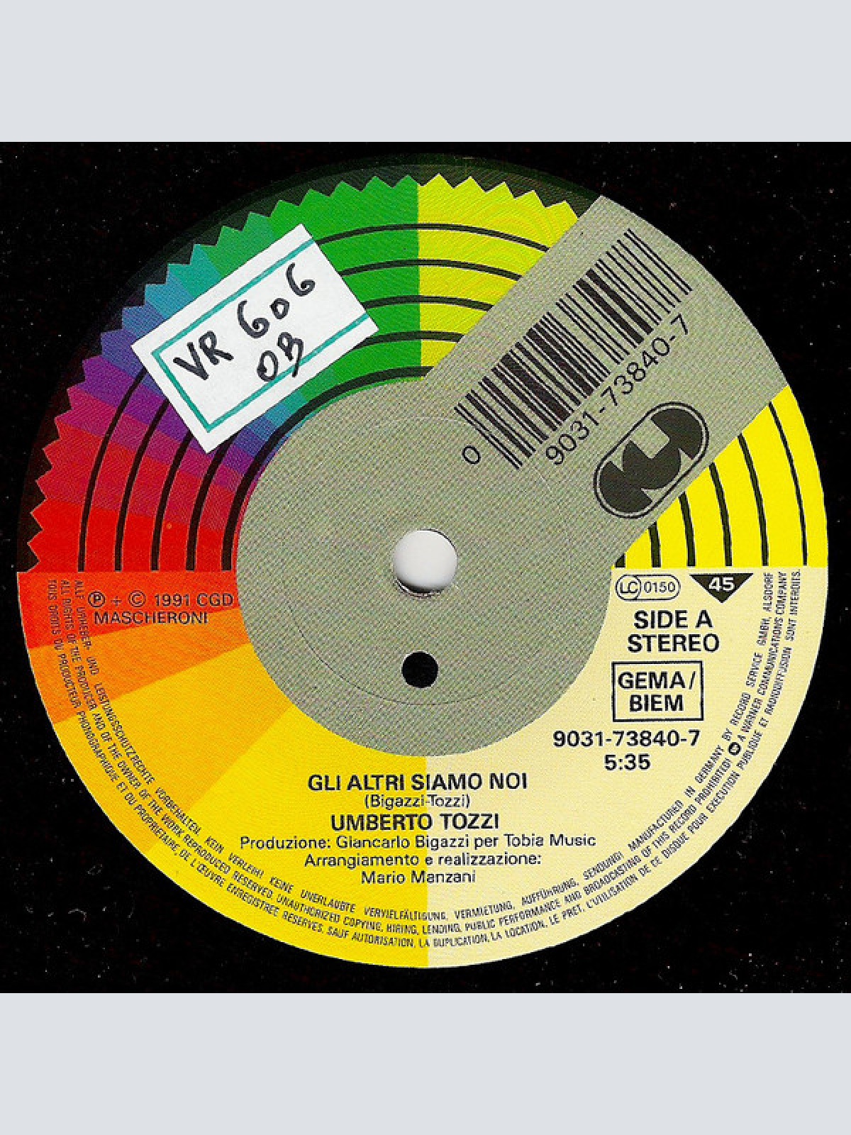 Vinyl / Umberto Tozzi - Gli Altri Siamo Noi