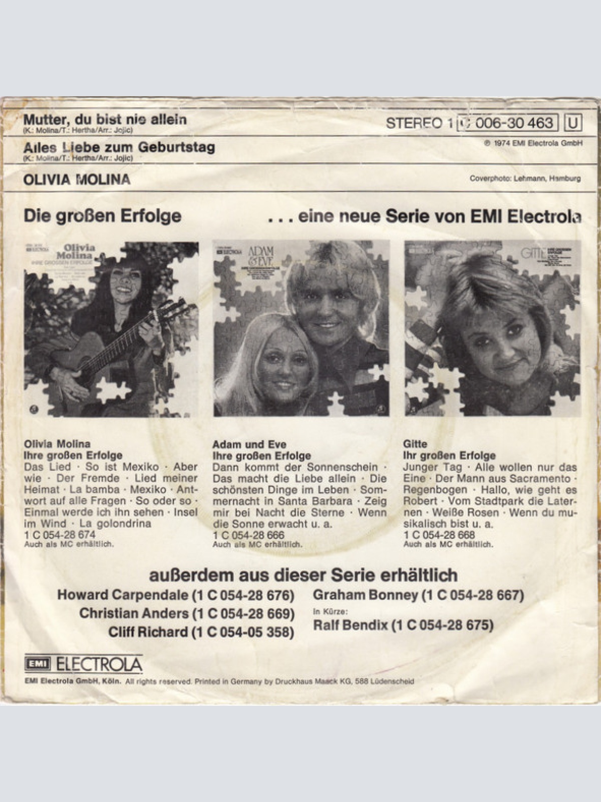 Vinyl / Olivia Molina - Mutter, Du Bist Nie Allein / Alles Liebe Zum Geburtstag