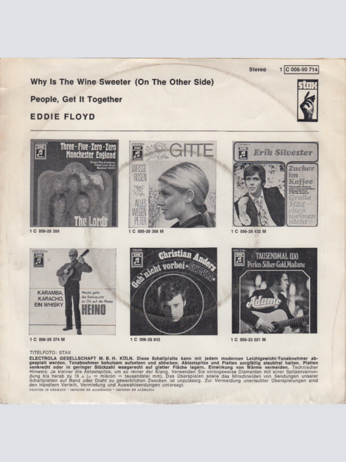 Vinyl / Eddie Floyd - Why Is The Wine Sweeter / People, Get It Together
