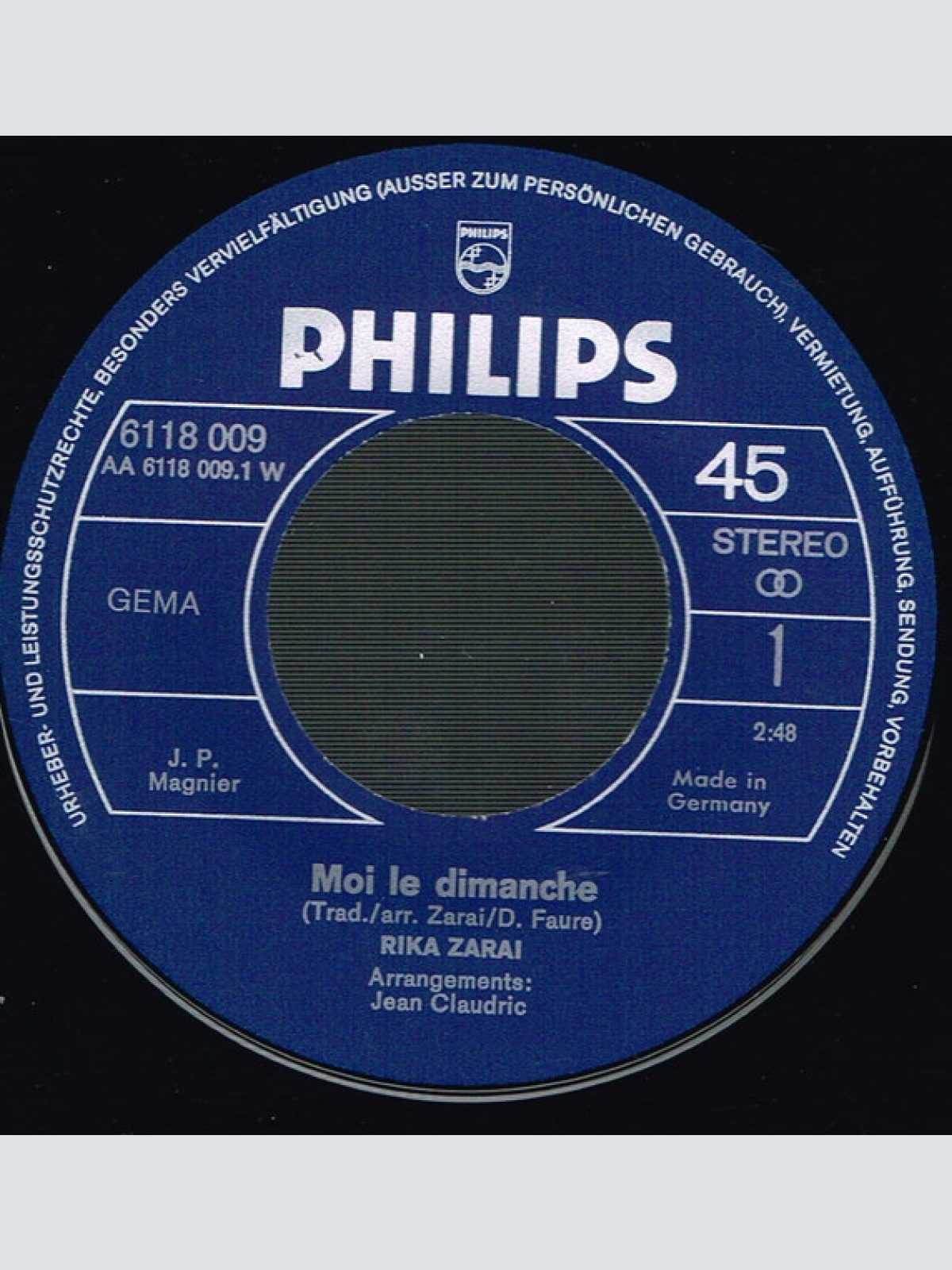 Vinyl / Rika Zaraï - Moi Le Dimanche /  Déjà La Fin De L'été