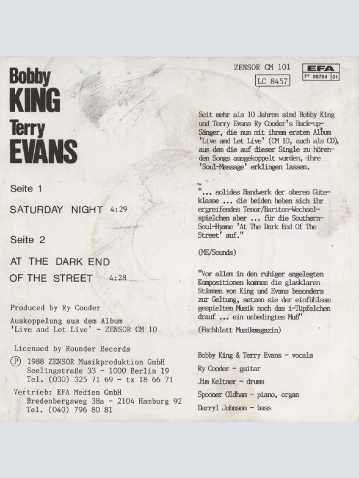 Vinyl / Bobby King & Terry Evans - Saturday Night