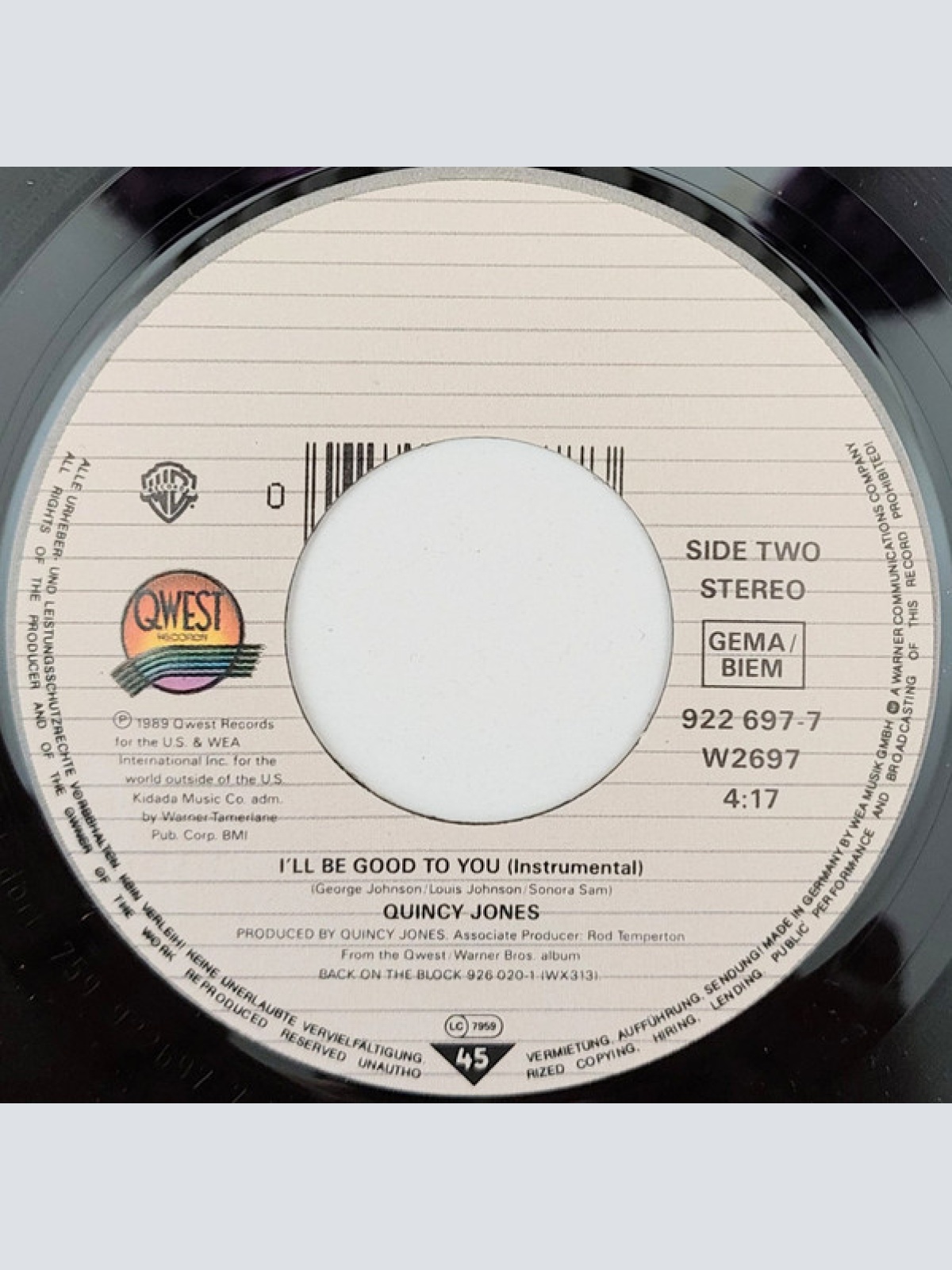 Vinyl / Quincy Jones Featuring Ray Charles and Chaka Khan - I'll Be Good To You