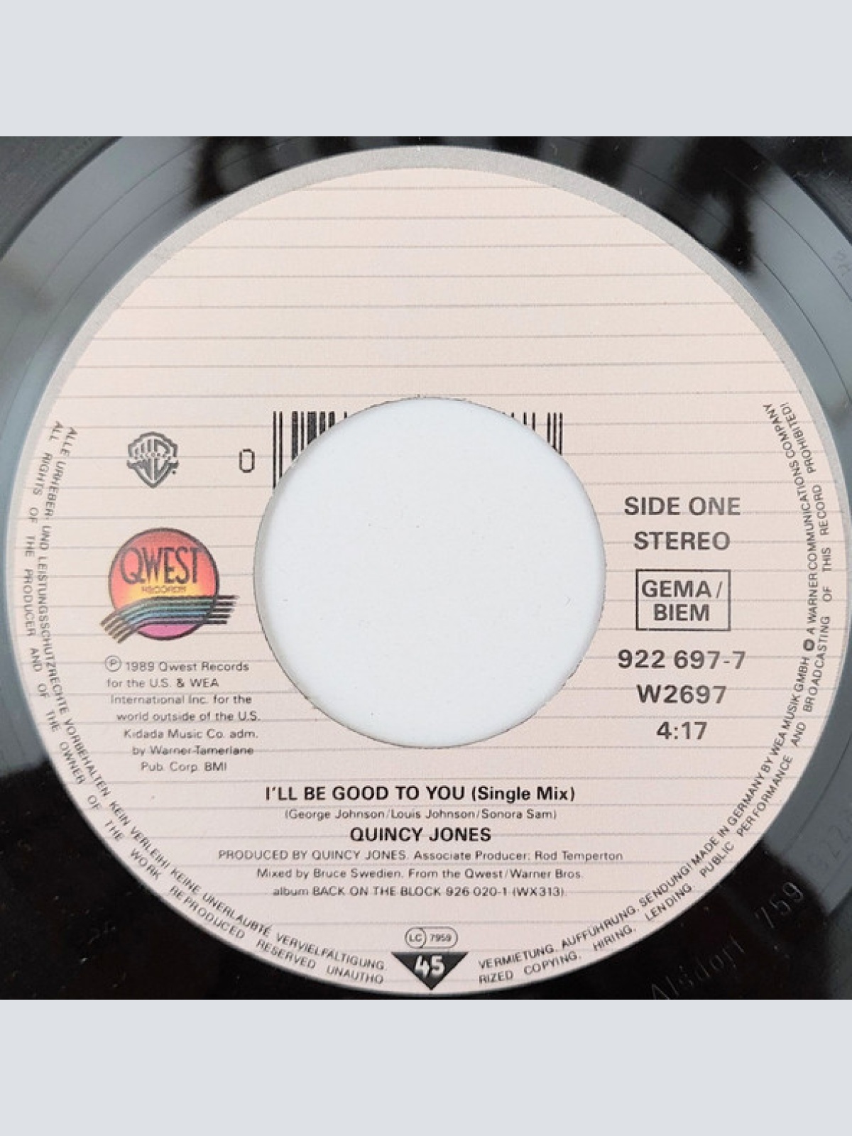 Vinyl / Quincy Jones Featuring Ray Charles and Chaka Khan - I'll Be Good To You