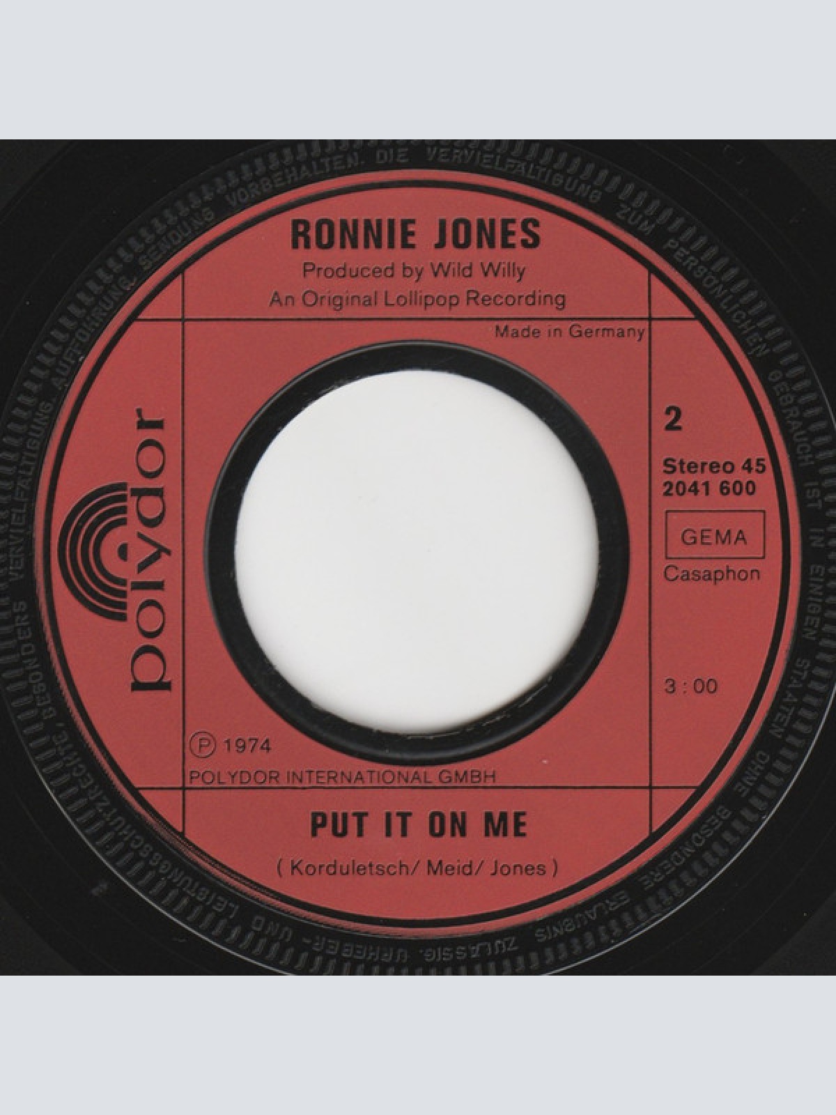 Vinyl / Ronnie Jones - Your Kiss Is Sweet / Put It On Me