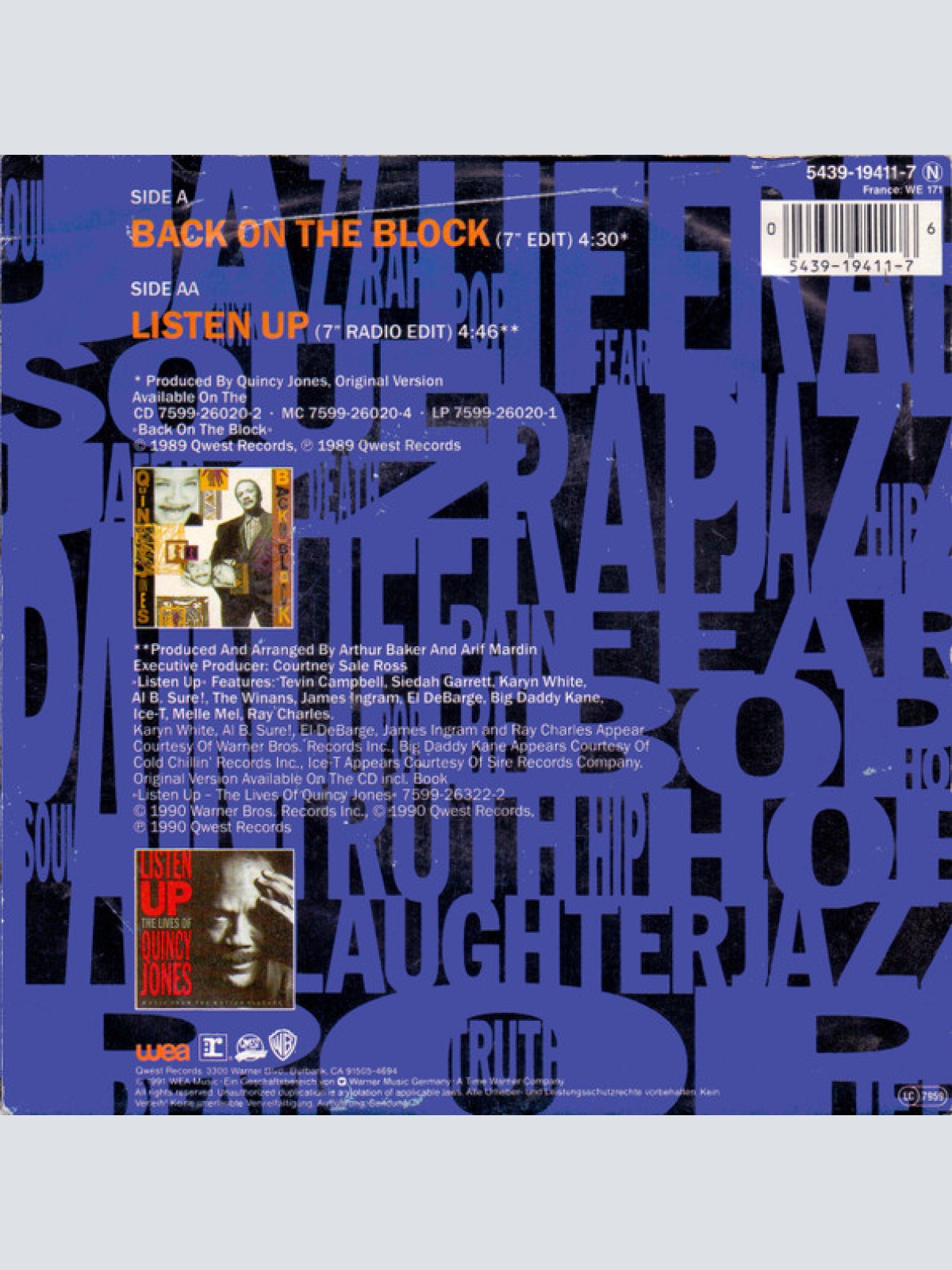 Vinyl / Quincy Jones - Back On The Block / Listen Up