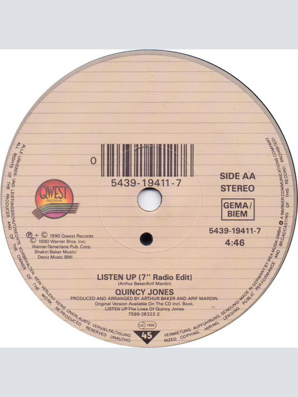 Vinyl / Quincy Jones - Back On The Block / Listen Up