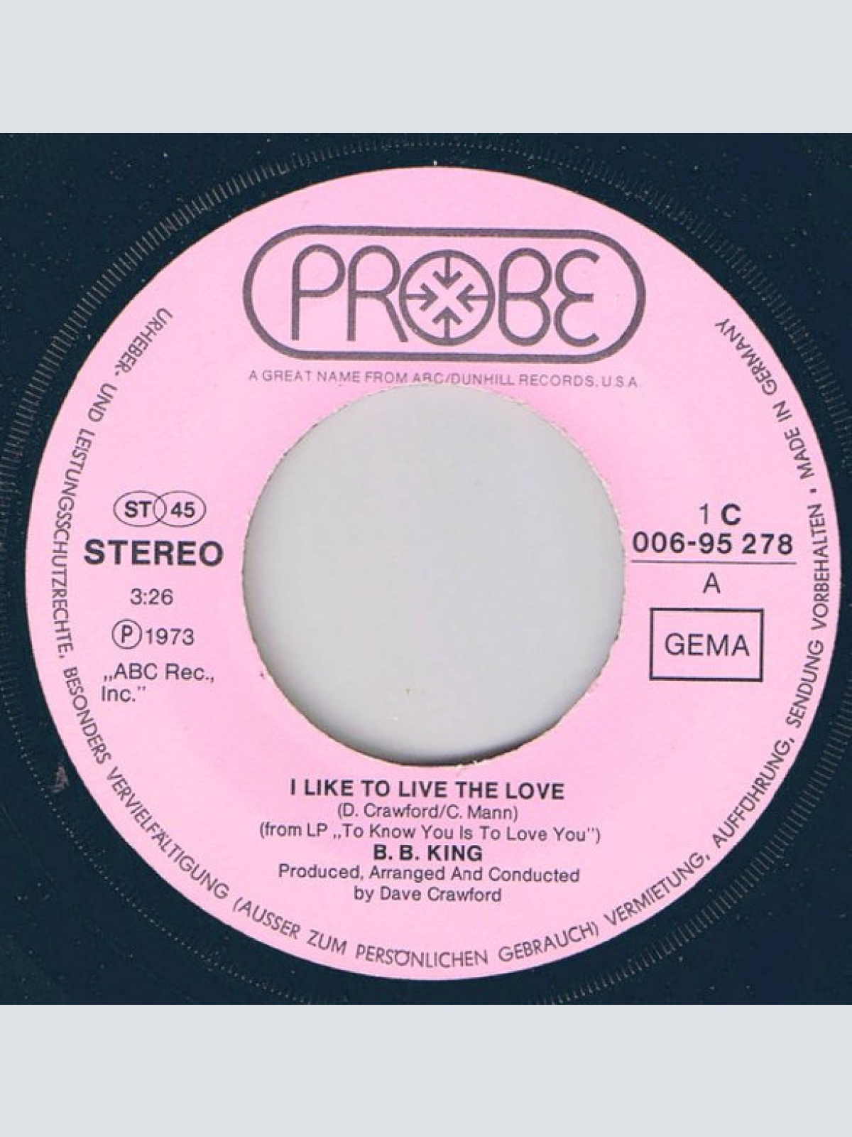 Vinyl / B.B. King - I Like To Live The Love