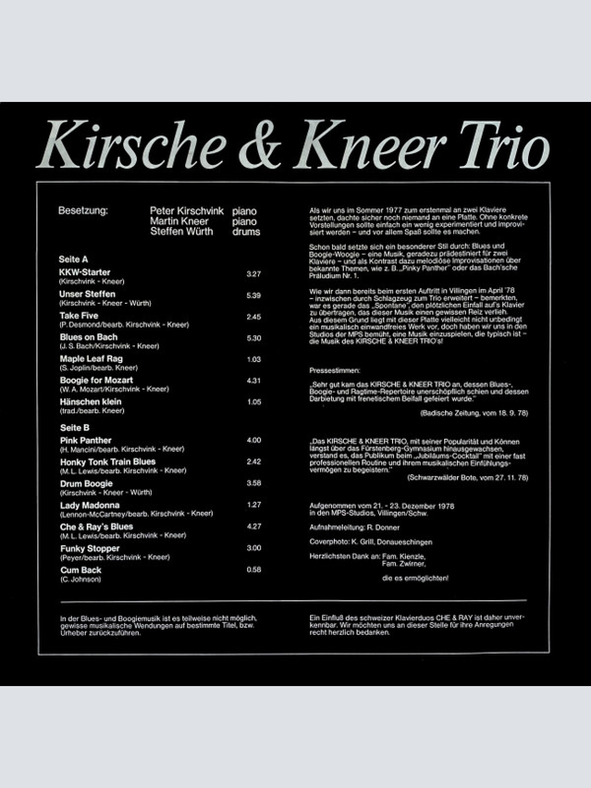 Vinyl / Kirsche & Kneer Trio - Boggie ´N´ Blues Nr.1