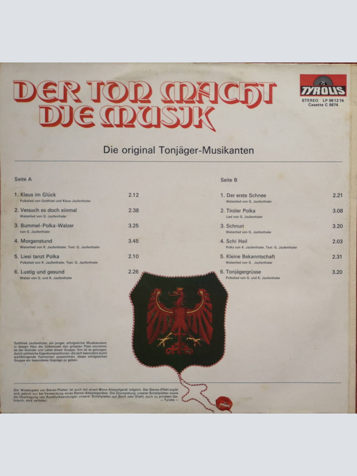 Vinyl / Die Original Tonjäger-Musikanten - Der Ton Macht Die Musik