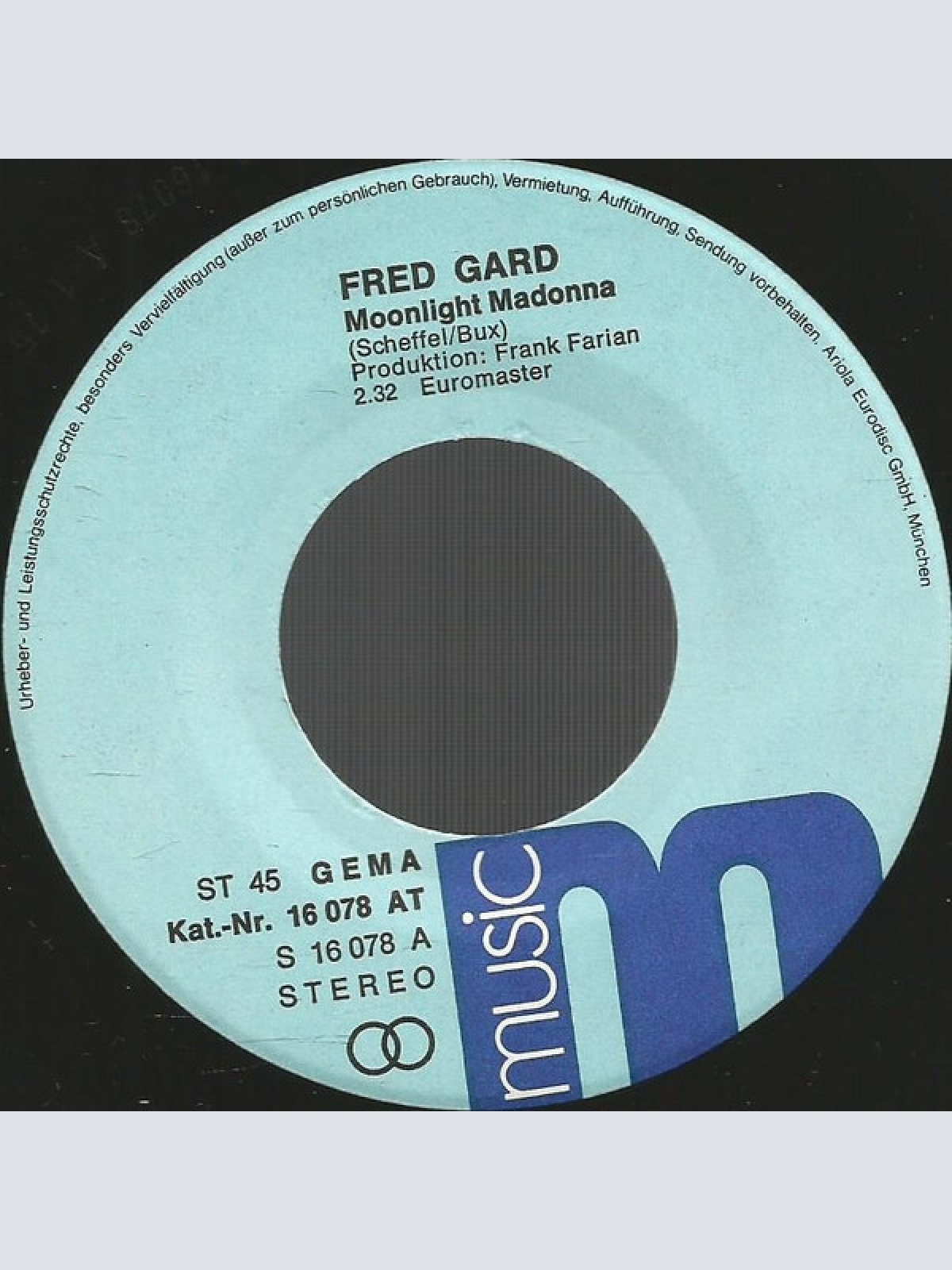 Vinyl / Fred Gard - Moonlight Madonna / Du Bist Der Himmel Auf Erden