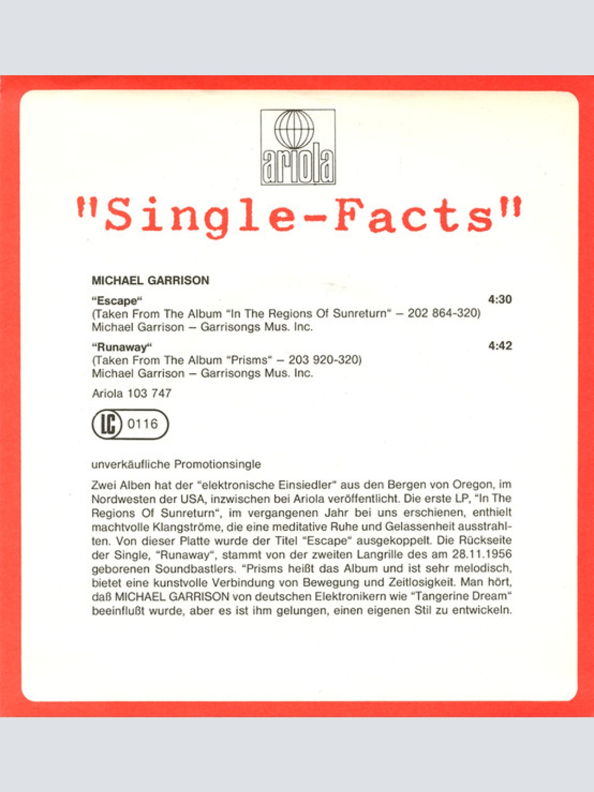 Vinyl / Michael Garrison - Escape