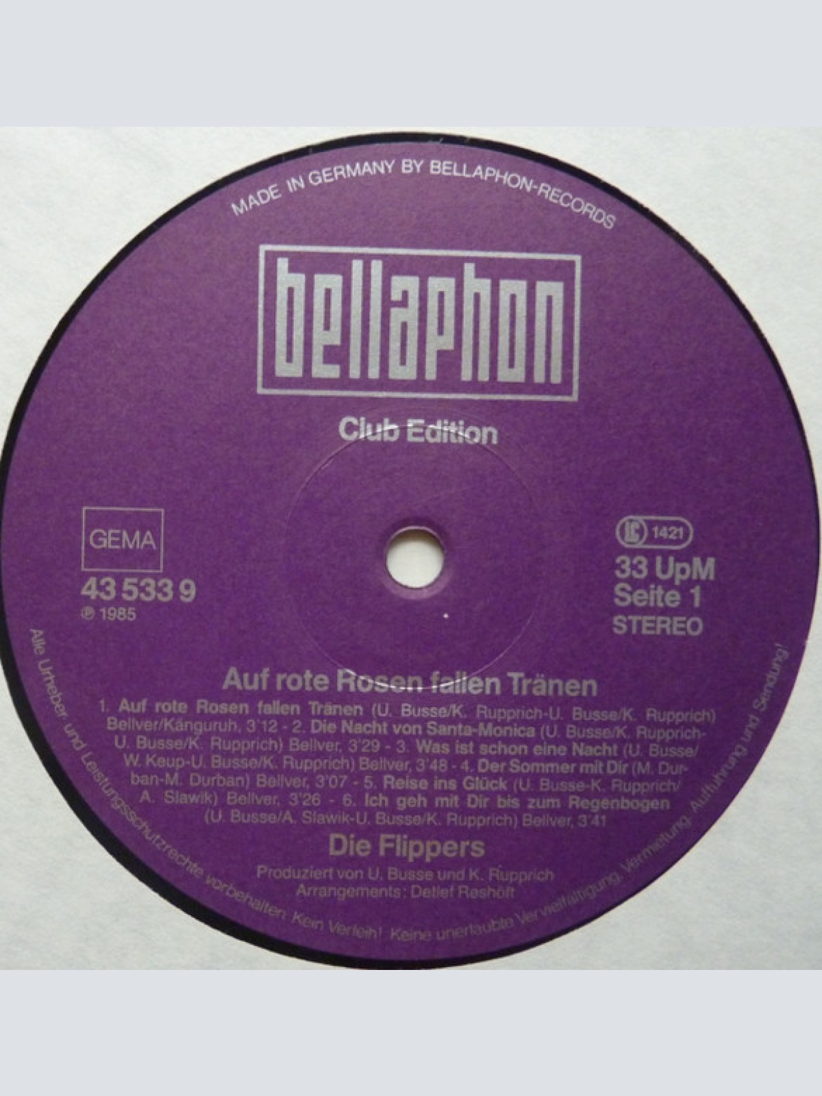 Vinyl / Die Flippers - Auf Rote Rosen Fallen Tränen