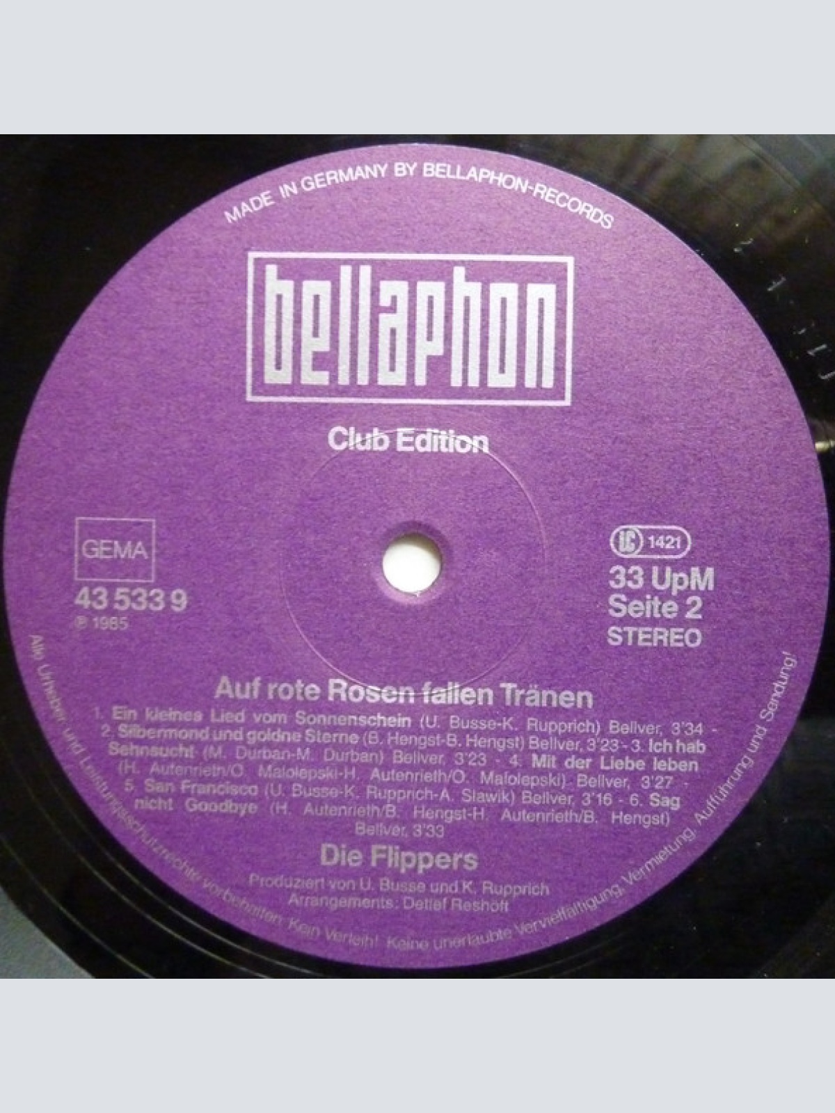 Vinyl / Die Flippers - Auf Rote Rosen Fallen Tränen