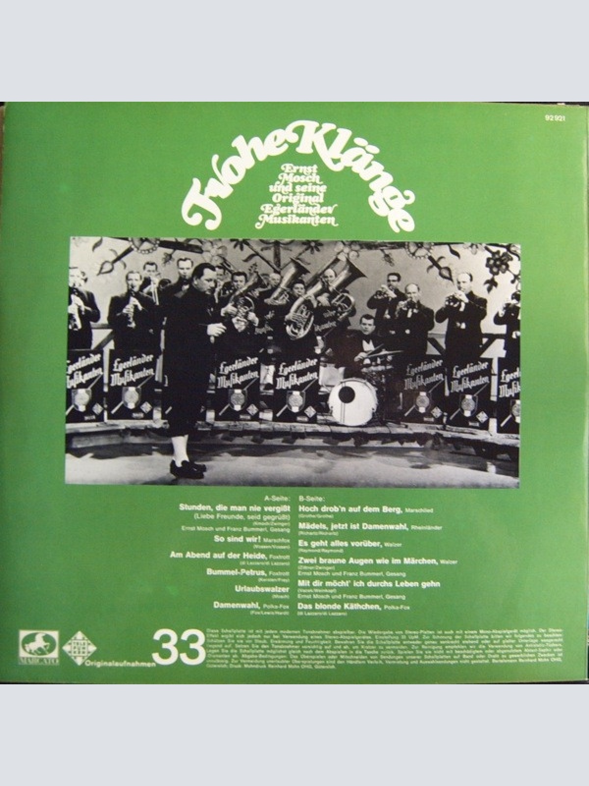 Vinyl / Ernst Mosch Und Seine Original Egerländer Musikanten - Frohe Klänge