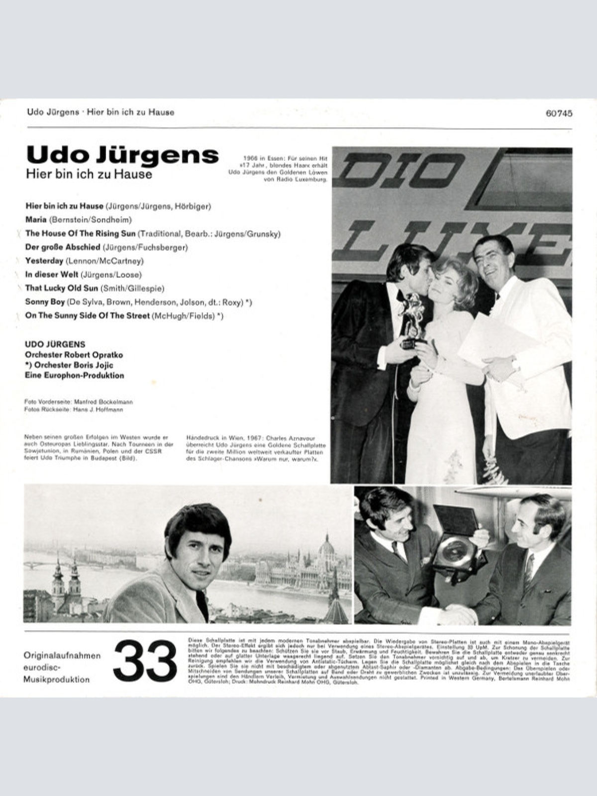 Vinyl / Udo Jürgens - Hier Bin Ich Zu Hause