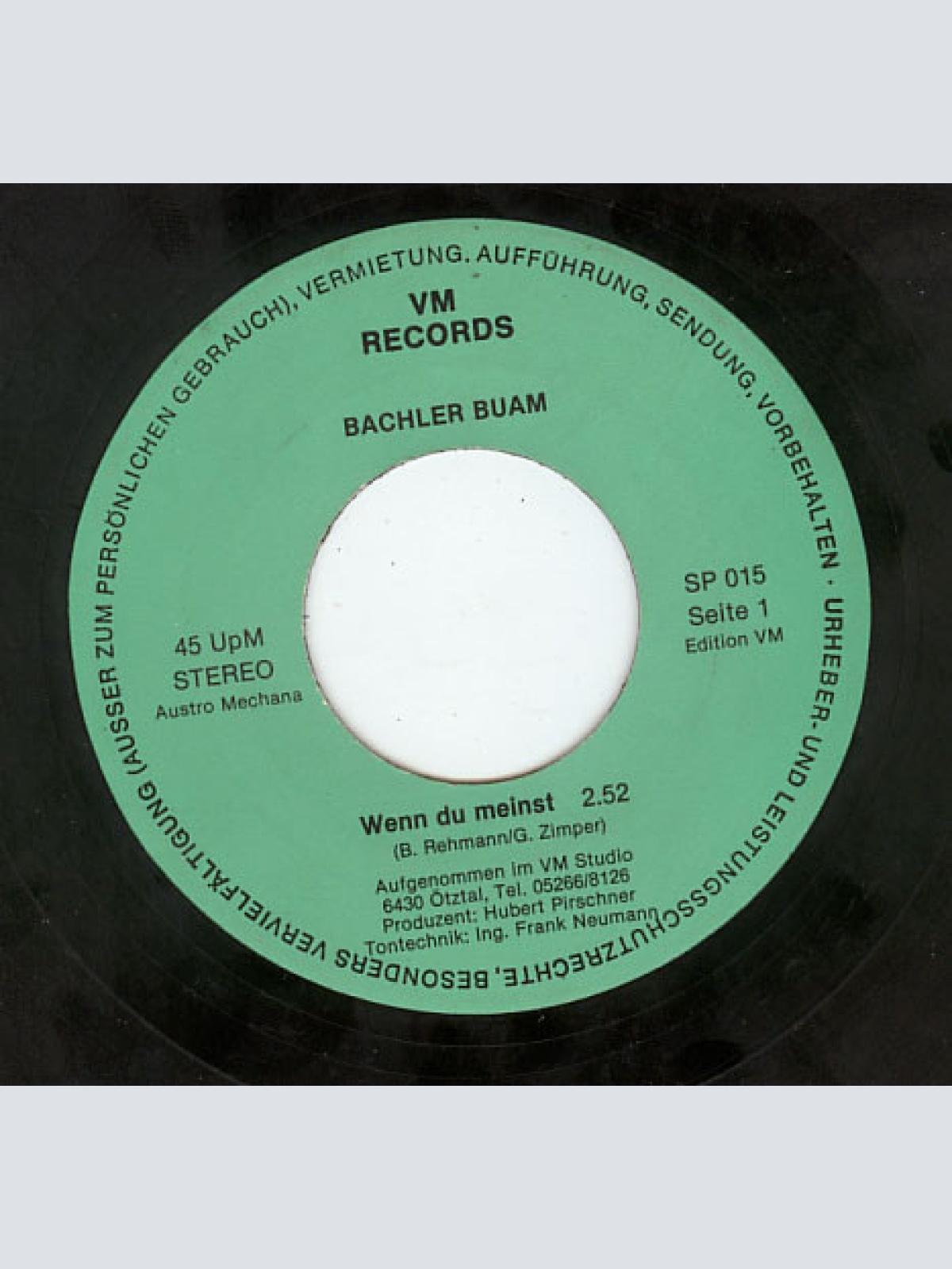 Vinyl / Bachler Buam - Wenn Du Meinst / Tief Drinn Im Böhmerwald