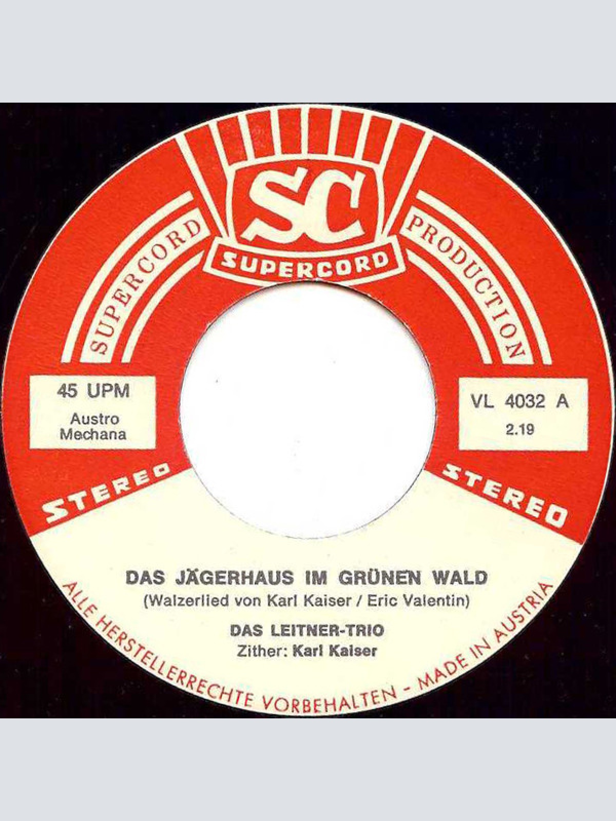 Vinyl / Leitner Trio* Zithersolist: Karl Kaiser (3) - Das Jägerhaus Im Grünen Wald • Der Kuckuck